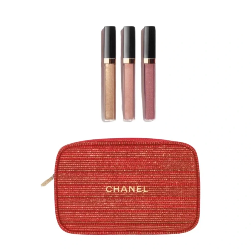 CHANEL GIFT SET 3 Sheer Genius Lipgloss Trio Purse Glossimer Rouge All Inclusive